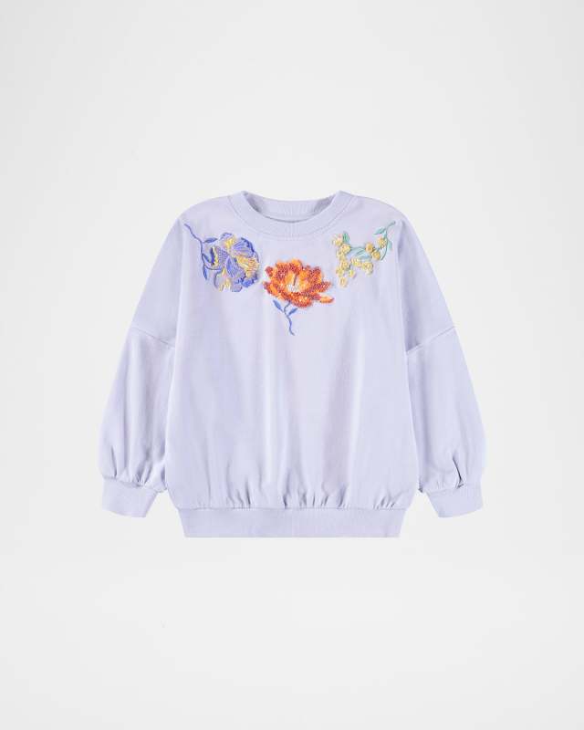Girl's Marika Floral Embroidered Sweatshirt, Size 2-7